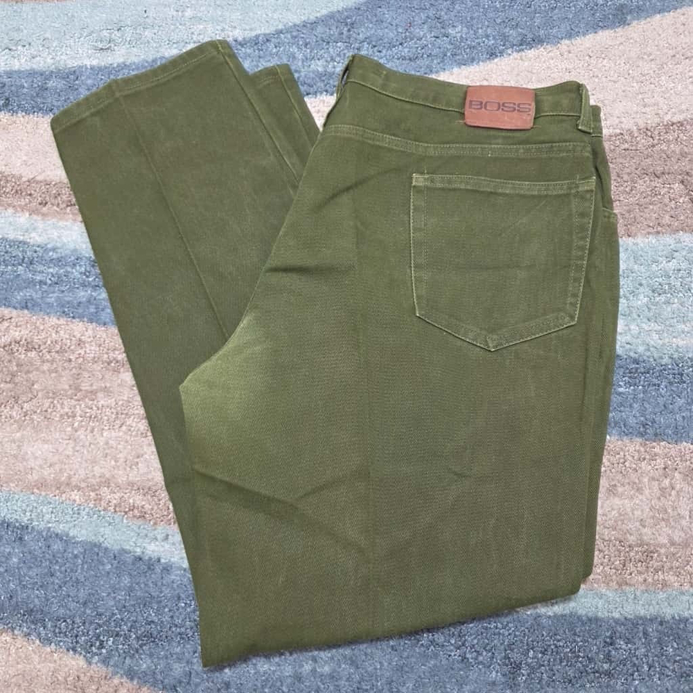 Vintage Y2K 1990's Boss Jeans Wide Leg Jeans Streetwear Green Men’s Size 42M